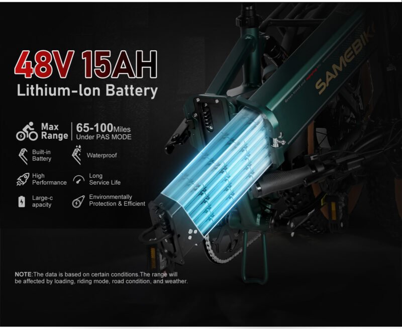 SAMEBIKE XWLX09-II Moteur 1000W Batterie 48v15Ah Vitesse Maximale 25-50Km/h Pneus 20" Vélo Hybride - Montagne – Image 7